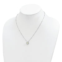 Sterling Silver RH-plated White Created Opal CZ Beaded w/2 in ext. Necklace