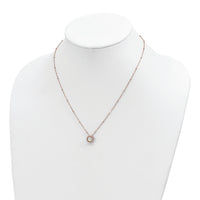 Sterling Silver Rose-tone White Created Opal CZ w/2 in ext. Necklace