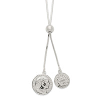 Sterling Silver Polished Medallion Adjustable Necklace