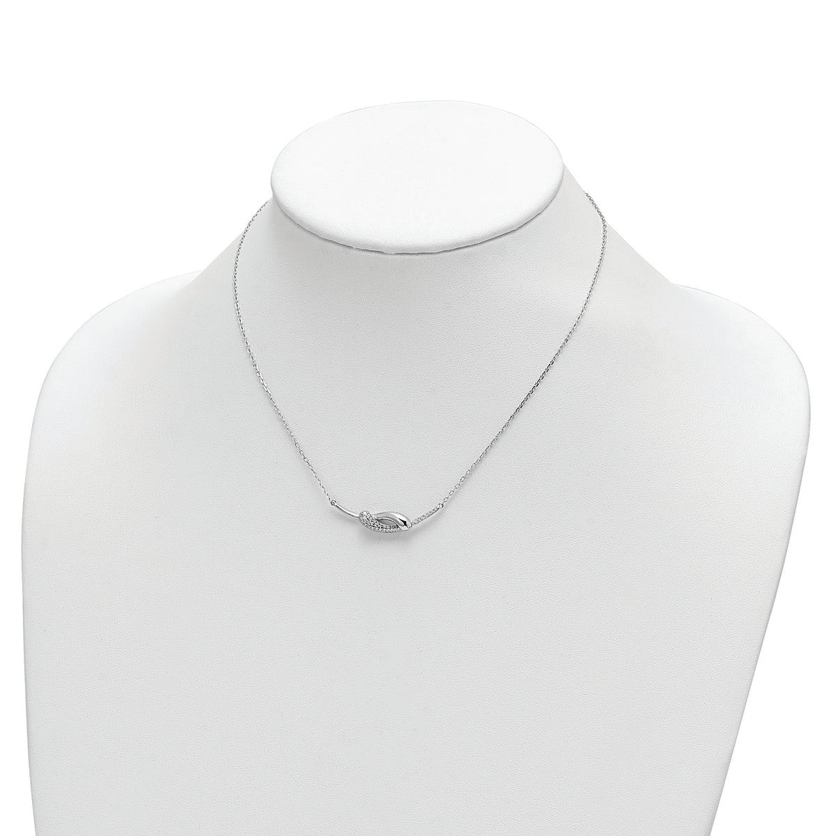 Sterling Silver Rhodium-plated CZ Fancy Bar Necklace