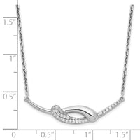 Sterling Silver Rhodium-plated CZ Fancy Bar Necklace