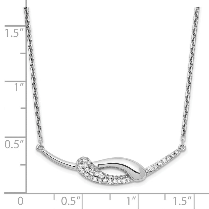 Sterling Silver Rhodium-plated CZ Fancy Bar Necklace