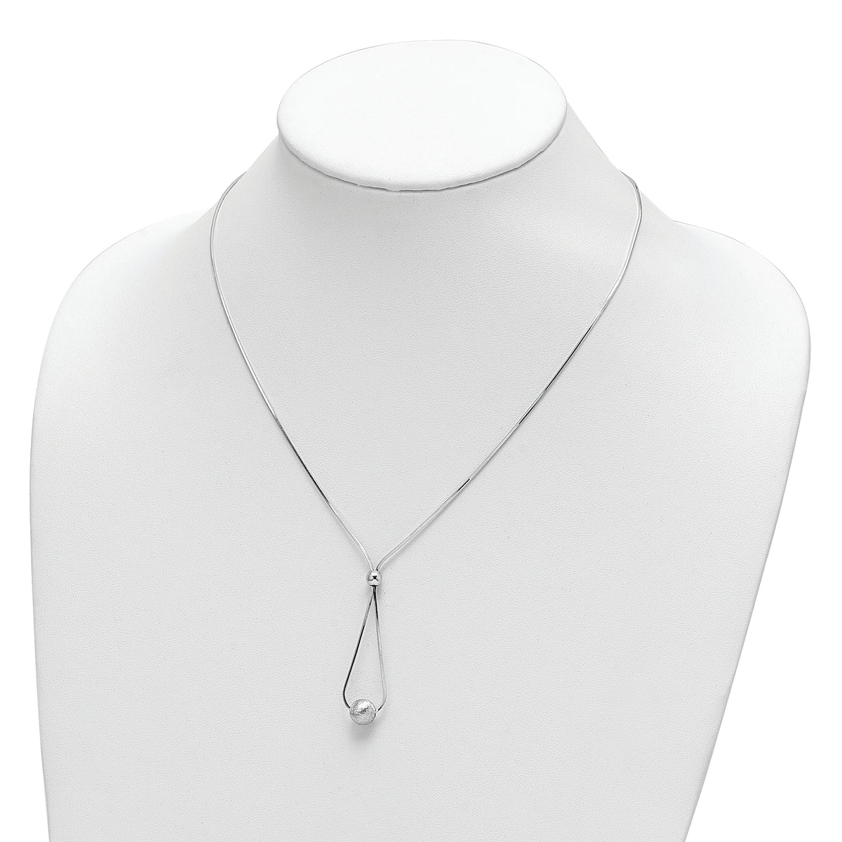 Sterling Silver Rhodium-plated Diamond-cut Beaded Drop 18in Necklace