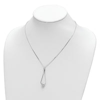 Sterling Silver Rhodium-plated Diamond-cut Beaded Drop 18in Necklace