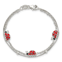 Sterling Silver Enameled Ladybug Bracelet