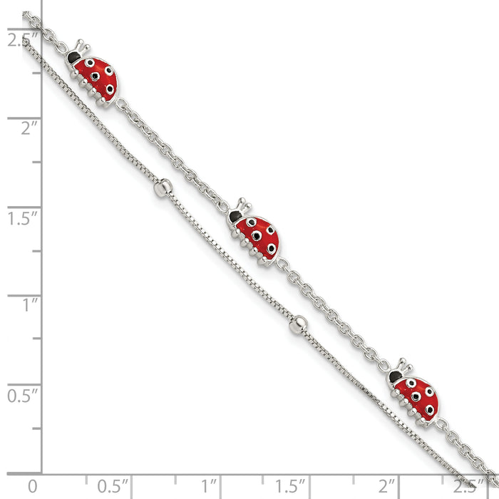 Sterling Silver Enameled Ladybug Bracelet