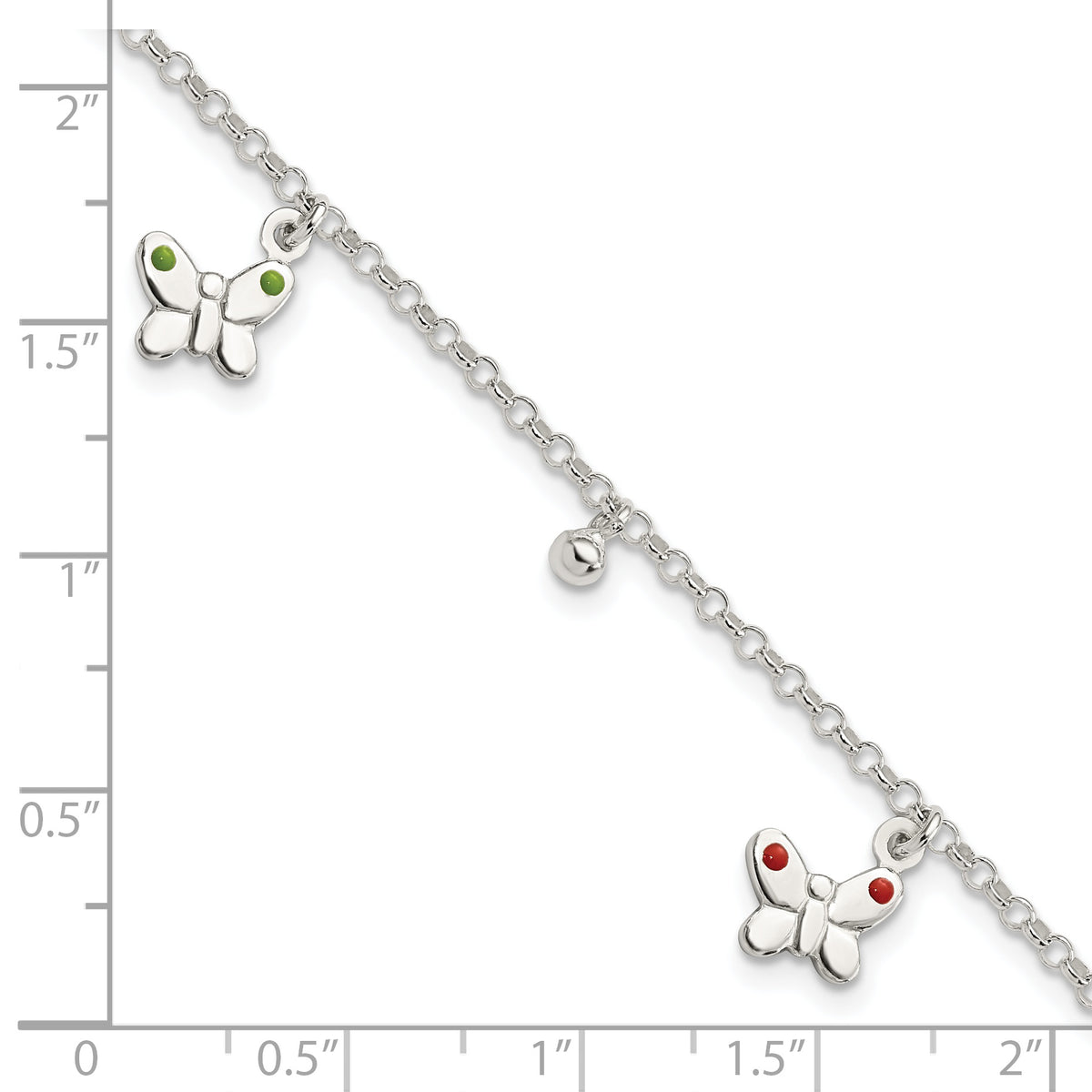 Sterling Silver Kids Enameled Butterfly Bracelet