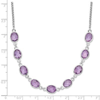 Sterling Silver Rhod-plated 13.5AM Amethyst w/2 in ext. Necklace