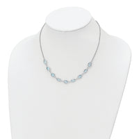 Sterling Silver Rhodium-plated Polished Blue Topaz w/2 in ext. Necklace