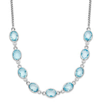 Sterling Silver Rhodium-plated Polished Blue Topaz w/2 in ext. Necklace