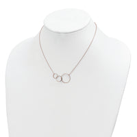 Sterling Silver Rose-tone 3 Intertwined Circles w/2 in ext. Necklace