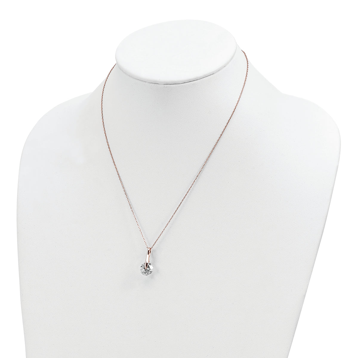 Sterling Silver Rose-tone CZ w/2 in ext. Necklace