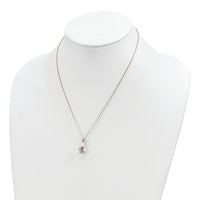 Sterling Silver Rose-tone CZ w/2 in ext. Necklace