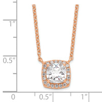 Sterling Silver Rose-tone Princess Cut CZ w/2 in ext. Necklace