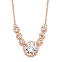 Sterling Silver Rose-tone CZ w/2 in ext. Necklace