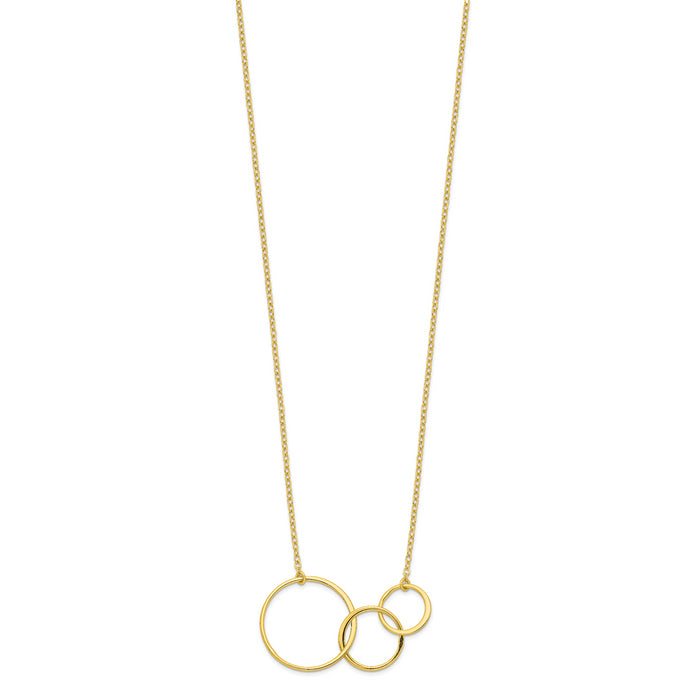 Sterling Silver Gold-tone 3 Intertwined Circles w/2 in ext. Necklace