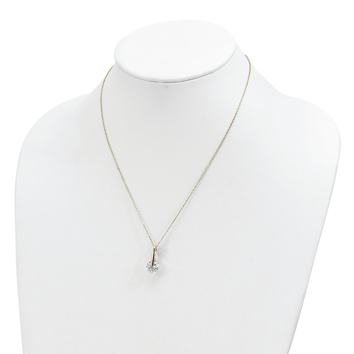 Sterling Silver Gold-tone CZ w/2 in ext. Necklace