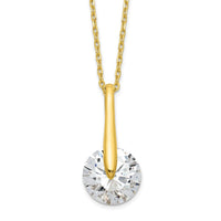 Sterling Silver Gold-tone CZ w/2 in ext. Necklace