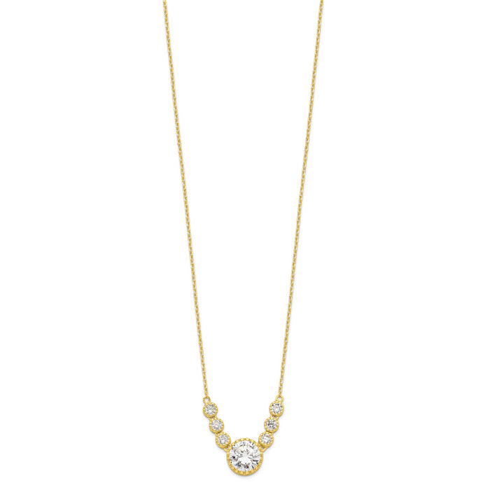 Sterling Silver Gold-tone CZ w/2 in ext. Necklace