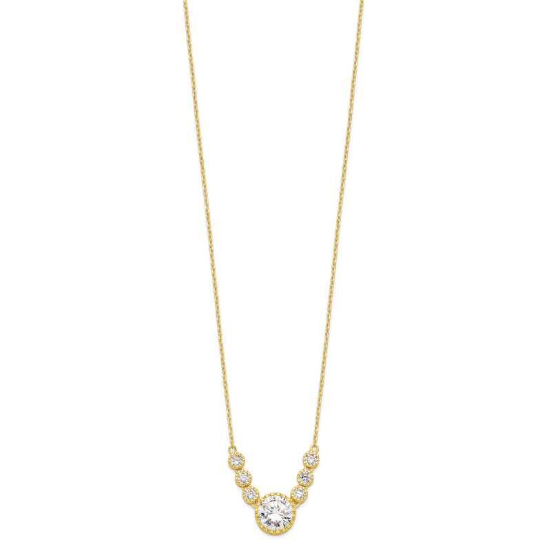 Sterling Silver Gold-tone CZ w/2 in ext. Necklace