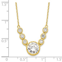 Sterling Silver Gold-tone CZ w/2 in ext. Necklace