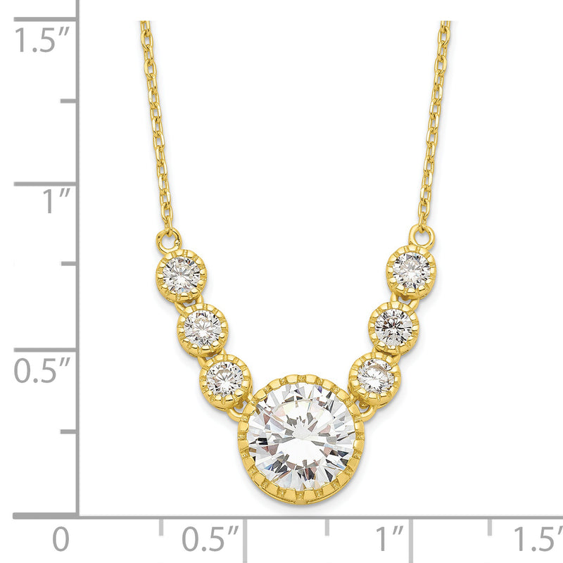 Sterling Silver Gold-tone CZ w/2 in ext. Necklace