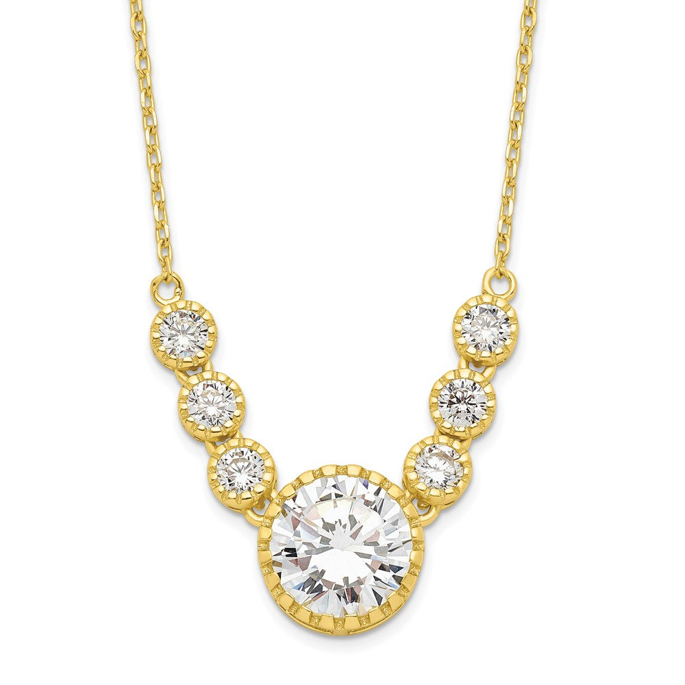 Sterling Silver Gold-tone CZ w/2 in ext. Necklace