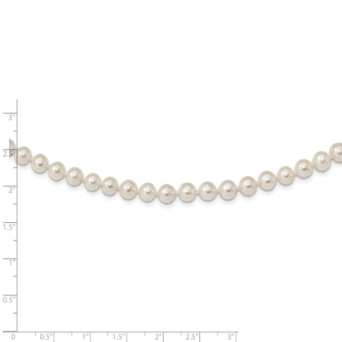 Sterling Silver Rhodium 6-7mm White Freshwater Cultured Pearl Necklace