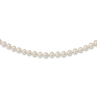 Sterling Silver Rhodium 6-7mm White Freshwater Cultured Pearl Necklace