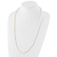 Sterling Silver Rhodium 5-6mm White Freshwater Cultured Pearl Necklace