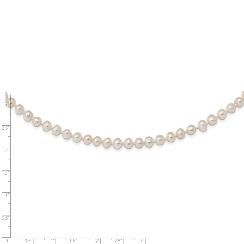 Sterling Silver Rhodium 5-6mm White Freshwater Cultured Pearl Necklace