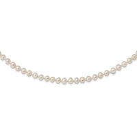 Sterling Silver Rhodium 5-6mm White Freshwater Cultured Pearl Necklace