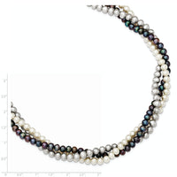 Sterling Silver Rhodium 5-6mm FWC Semi Round Pearl w/2in ext. Necklace