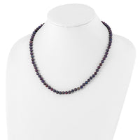 Sterling Silver Rhod-plated 5-6mm Black FWC Pearl Necklace