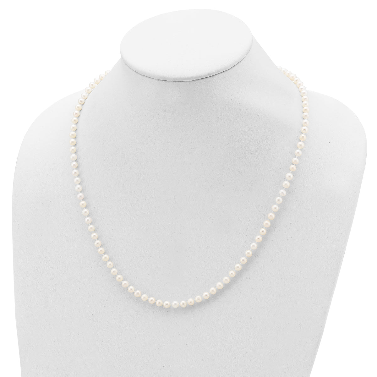 Sterling Silver Rhodium 4-5mm White FWC Pearl Necklace