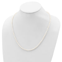 Sterling Silver Rhodium 4-5mm White FWC Pearl Necklace