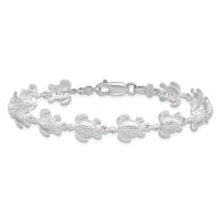 Sterling Silver Rhodium-plated Polished Sea Turtle Bracelet