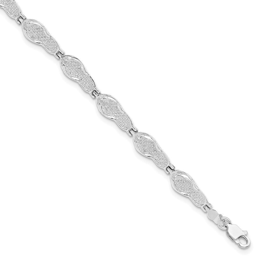 Sterling Silver Rhodium-plated Polished Flip-flop Bracelet