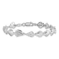 Sterling Silver Rhodium-plated Polished Multi-Shell Bracelet