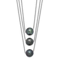 Sterling Silver Rhodium 8-9mm Semi-rd Tahit Saltwater Pearl Multi-strand Ne