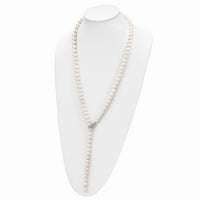 Sterling Silver Rhod-pl 9-10mm White Near-Round FWC Pearl Adj Necklace