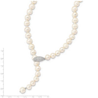 Sterling Silver Rhod-pl 9-10mm White Near-Round FWC Pearl Adj Necklace