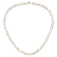 Sterling Silver Rhodium-plated 7-8mm White FWC Pearl Necklace