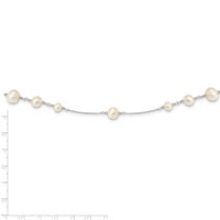 Sterling Silver Rhodium-plated 7-10.5mm White FWC Pearl Necklace