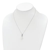 Sterling Silver Rhodium-plated CZ and Glass Bead Necklace