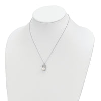 Sterling Silver Rhodium-plated CZ 8-9mm White Button FWC Pearl Owl Necklace