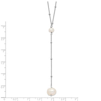 Sterling Silver Rhodium-plated FW Cultured Pearl w/2 in ext. Drop Necklace