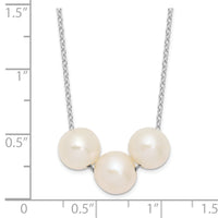 Sterling Silver Rhodium-plated 8-9mm White Near-round FWC Pearl Necklace