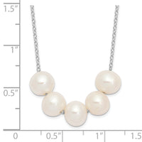 Sterling Silver Rhodium-plated 7-8mm White Near-round FWC Pearl Necklace