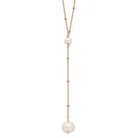 Sterling Silver Rose-tone Freshwater Cult Pearl w/2 in ext. Drop Necklace